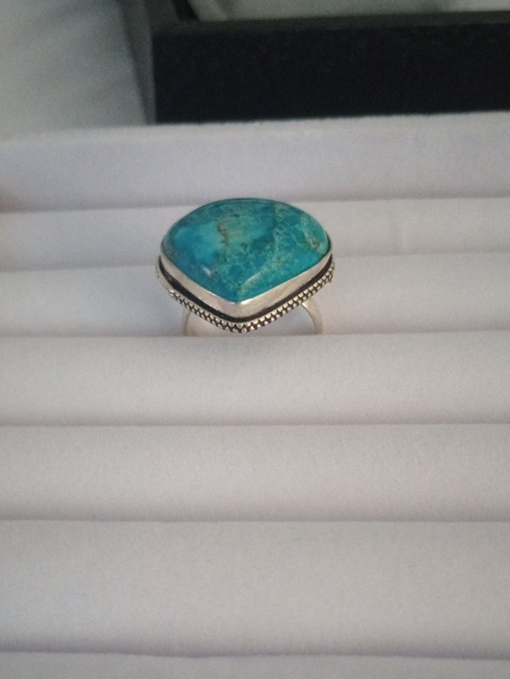 Turquoise Stone Sterling Silver Ring - Blue